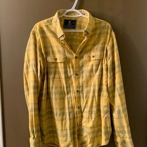 Yellow Plaid Flannel Button Up Shirt